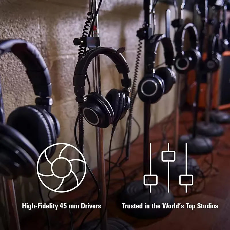 Original Audio-Technica ATH-M50X Professional Studio Monitoring Headphones Hifi Music Headset with Detachable Cable
