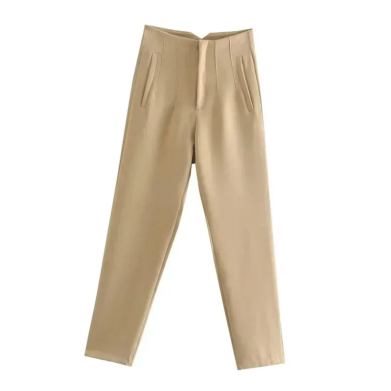 2025 Women's Summer Pants Pencil High Waist Pants for Women White Black Cropped Trousers Womens Streetwear Office Pants