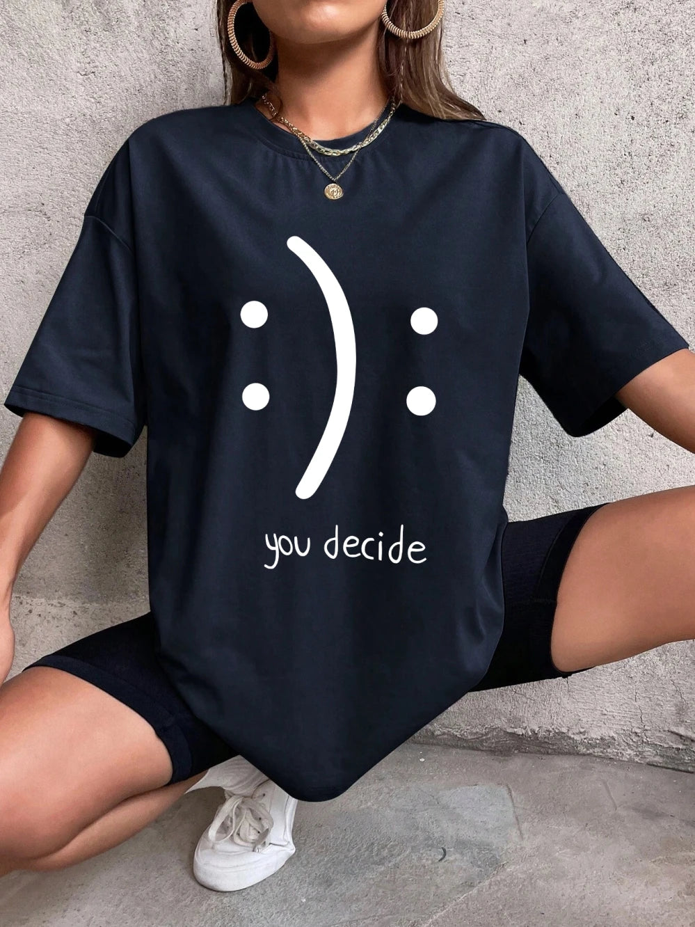 It'S Okay You Decide On It Cotton Print Women T-Shirt Harajuku Loose T-Shirts Hip Hop Casual Tshirt Creativity Fashion T-Shirt