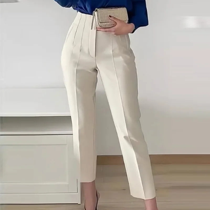 2025 Women's Summer Pants Pencil High Waist Pants for Women White Black Cropped Trousers Womens Streetwear Office Pants