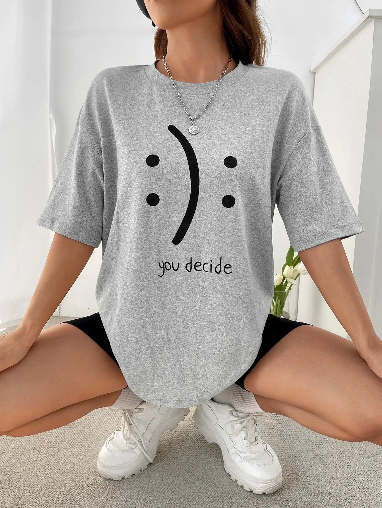 It'S Okay You Decide On It Cotton Print Women T-Shirt Harajuku Loose T-Shirts Hip Hop Casual Tshirt Creativity Fashion T-Shirt