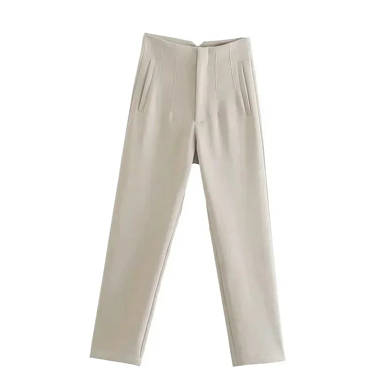 2025 Women's Summer Pants Pencil High Waist Pants for Women White Black Cropped Trousers Womens Streetwear Office Pants