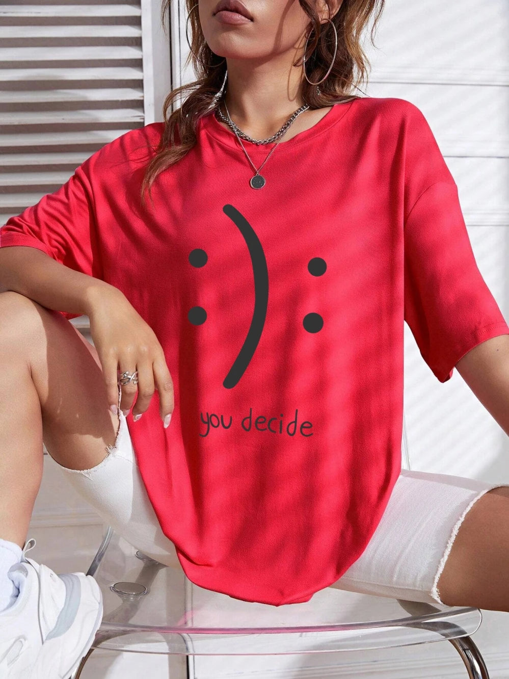 It'S Okay You Decide On It Cotton Print Women T-Shirt Harajuku Loose T-Shirts Hip Hop Casual Tshirt Creativity Fashion T-Shirt