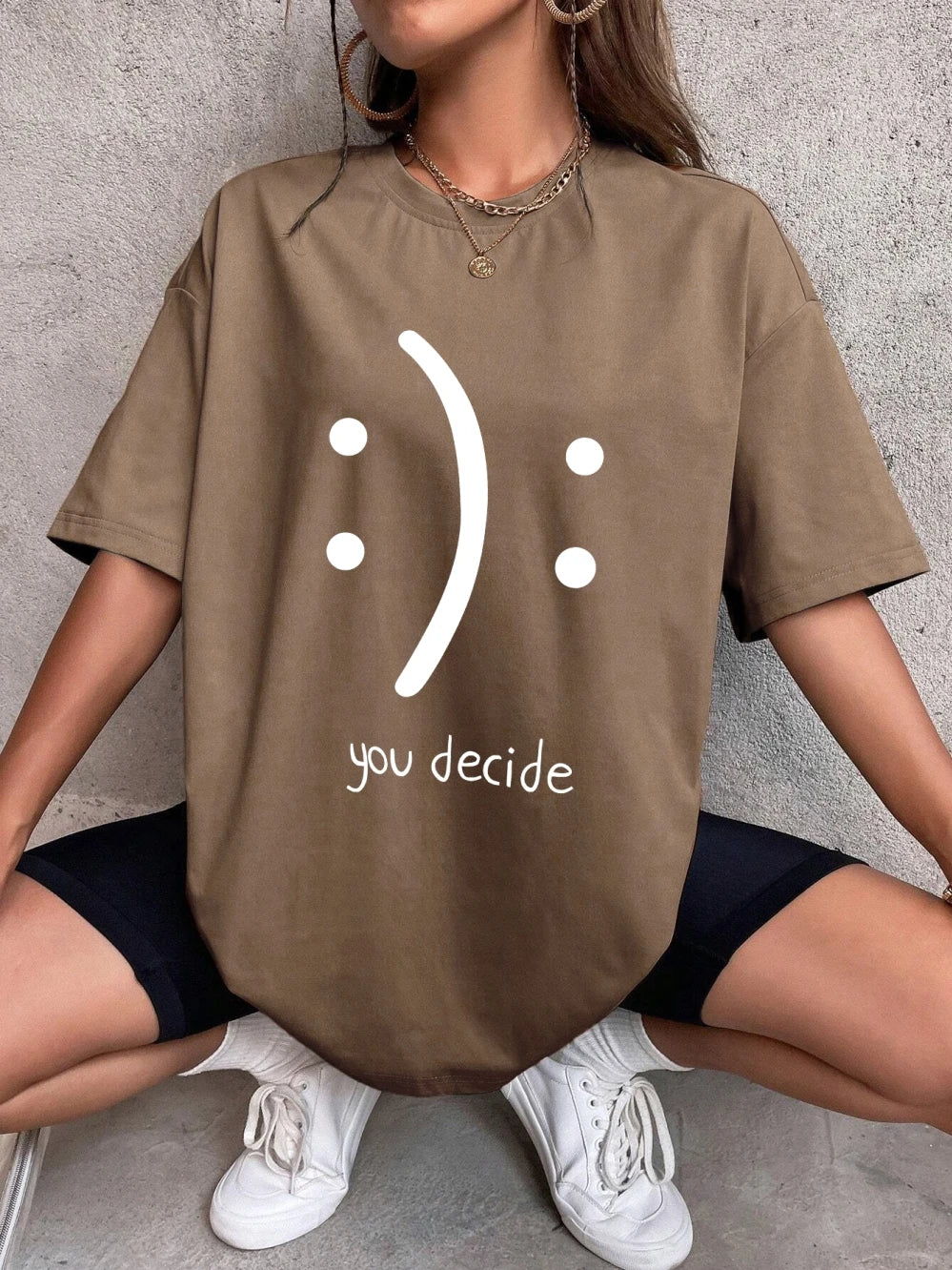 It'S Okay You Decide On It Cotton Print Women T-Shirt Harajuku Loose T-Shirts Hip Hop Casual Tshirt Creativity Fashion T-Shirt