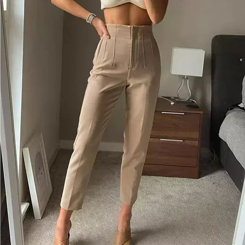 2025 Women's Summer Pants Pencil High Waist Pants for Women White Black Cropped Trousers Womens Streetwear Office Pants