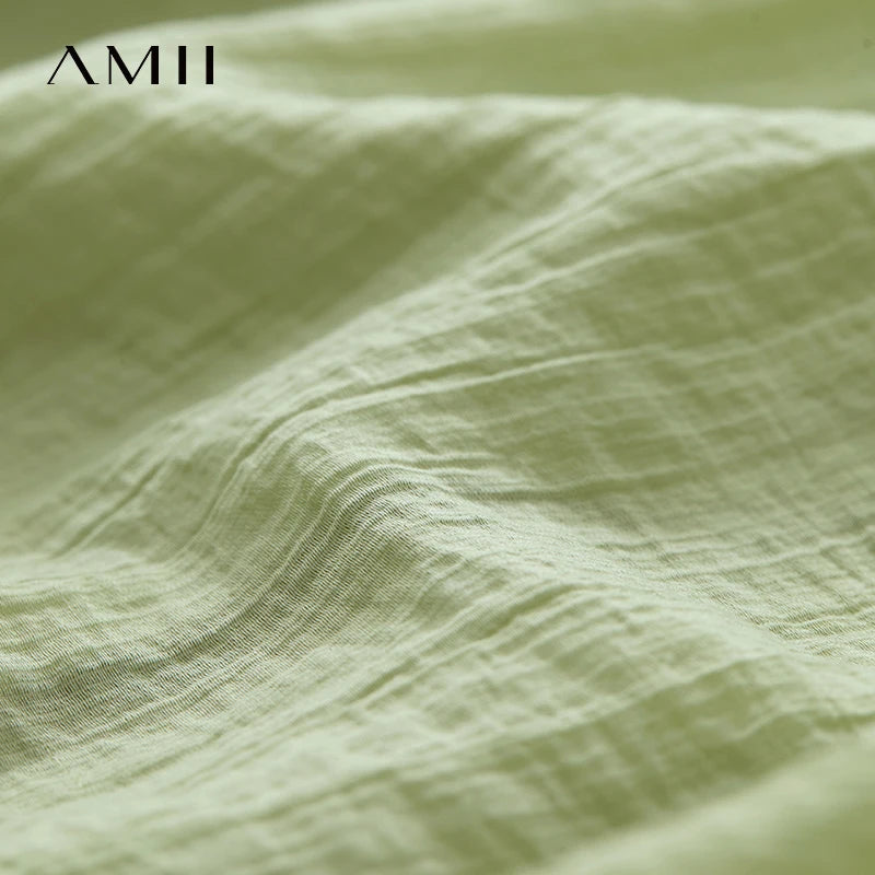 AMII Office Lady Summer New Shirts Women 2025 New Three-quarter Sleeves Round Neck Loose Blouses Female Versatile Tops 12542090