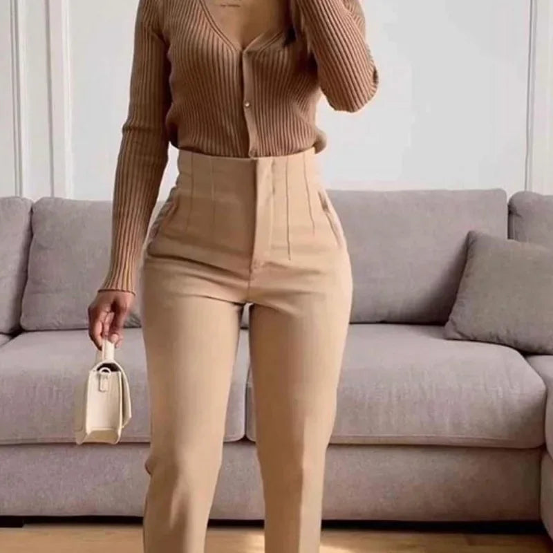 2025 Women's Summer Pants Pencil High Waist Pants for Women White Black Cropped Trousers Womens Streetwear Office Pants