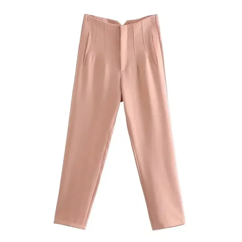 2025 Women's Summer Pants Pencil High Waist Pants for Women White Black Cropped Trousers Womens Streetwear Office Pants