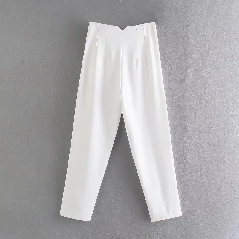2025 Women's Summer Pants Pencil High Waist Pants for Women White Black Cropped Trousers Womens Streetwear Office Pants