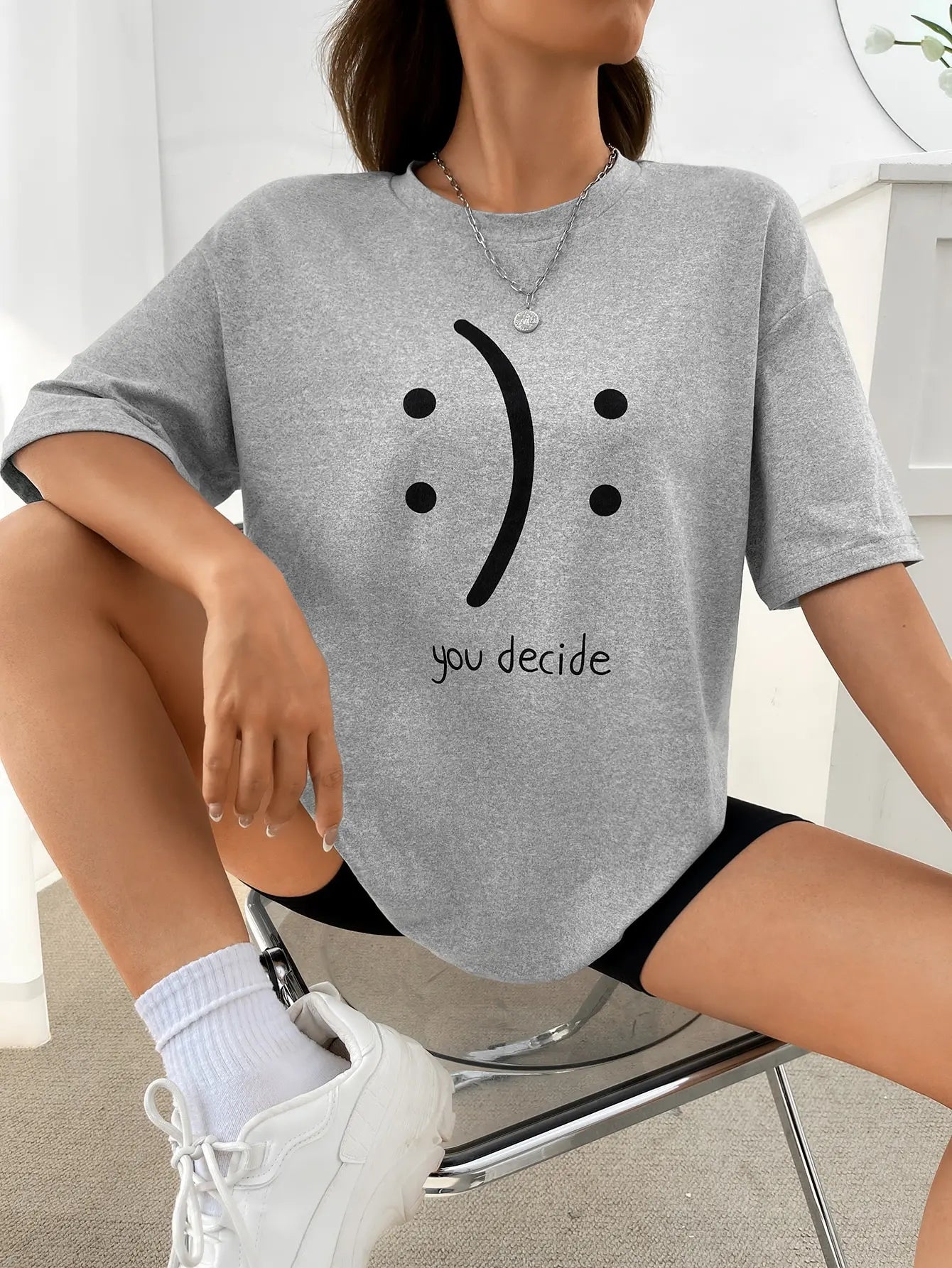 It'S Okay You Decide On It Cotton Print Women T-Shirt Harajuku Loose T-Shirts Hip Hop Casual Tshirt Creativity Fashion T-Shirt